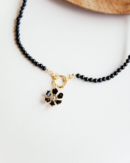 Collar Obsidiana Flor Negra