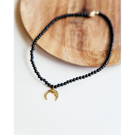 Collar Obsidiana Media Luna
