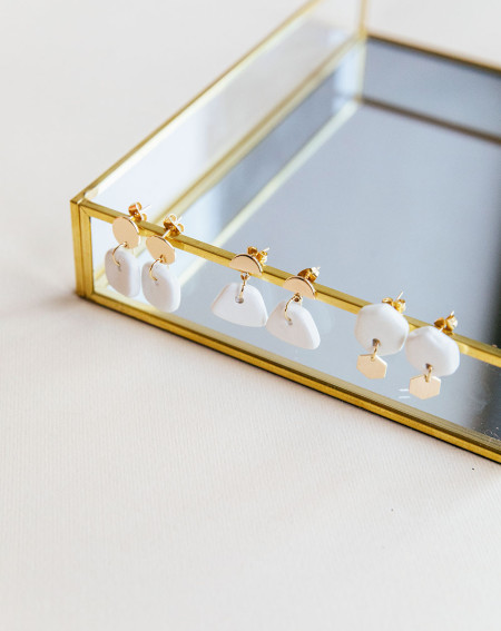 Aros Cubo Cerámica Blanca