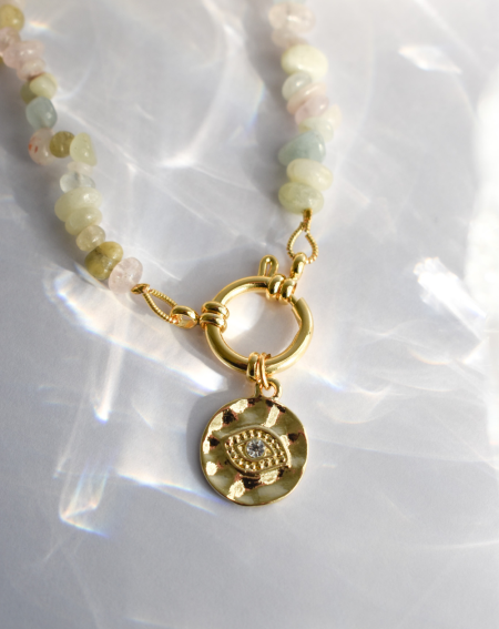 Collar Piedras Morganita y Ojo Protector