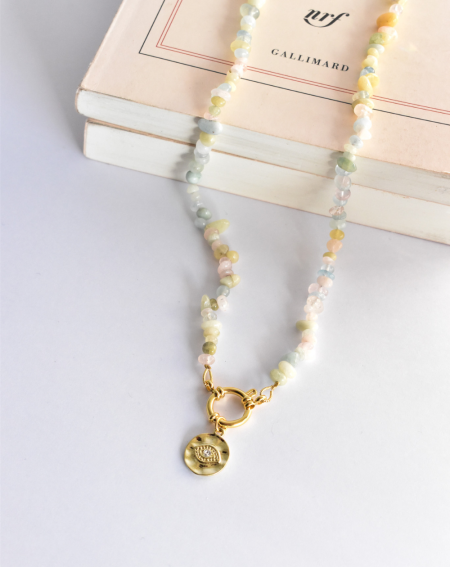 Collar Piedras Morganita y Ojo Protector