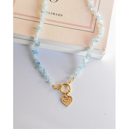 Collar Piedras Aguamarina y Ojo Protector